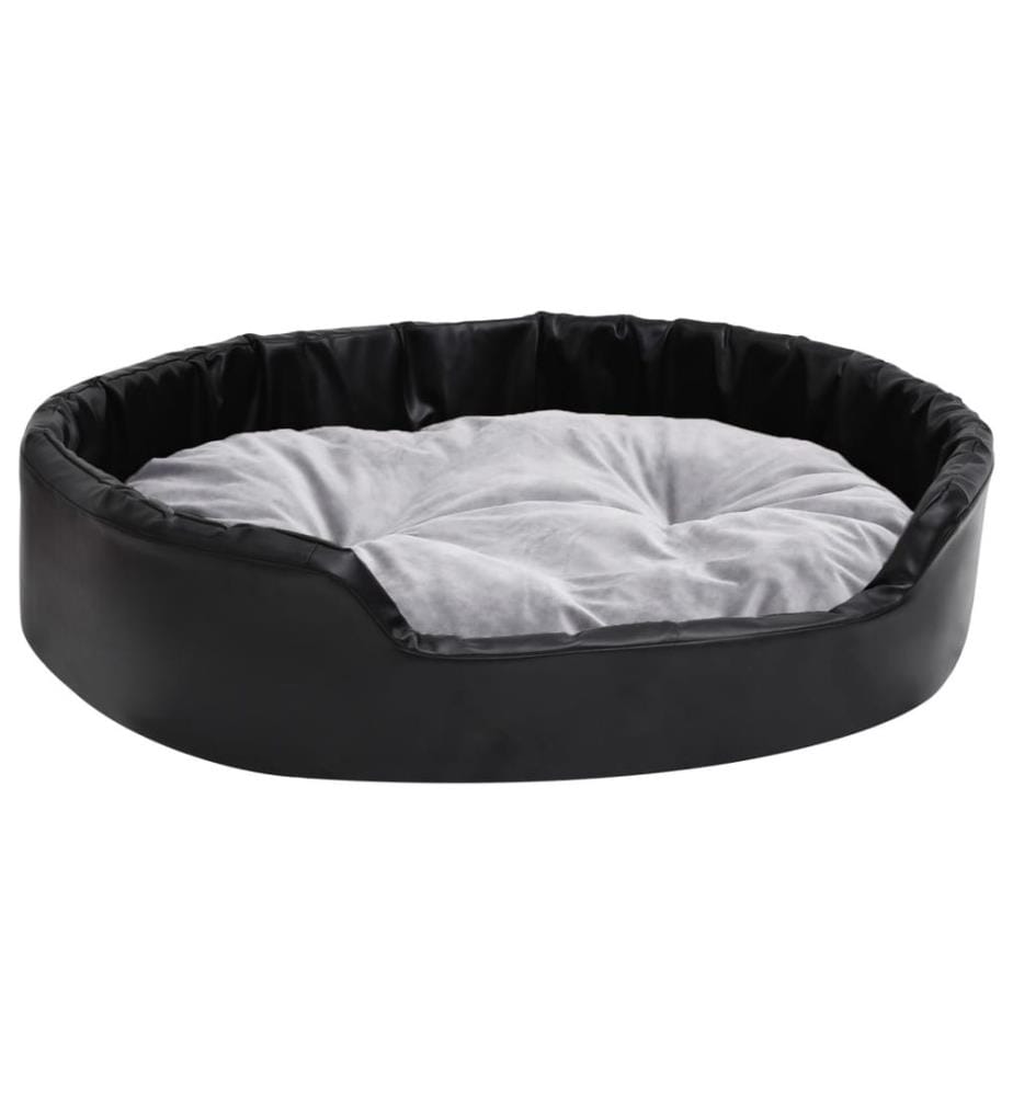 Hundebett Schwarz-Grau 90x79x20 cm Plüsch und Kunstleder