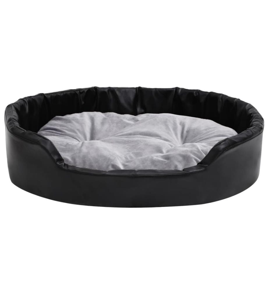 Hundebett Schwarz-Grau 90x79x20 cm Plüsch und Kunstleder