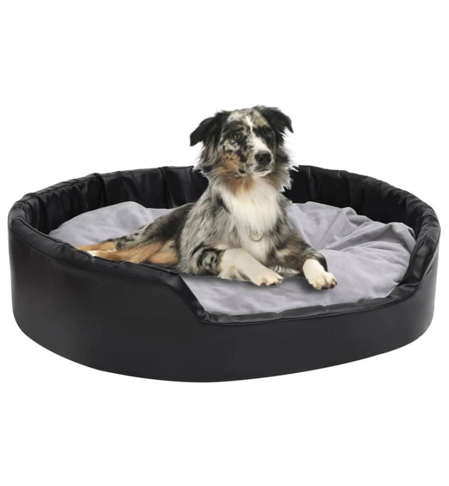 Hundebett Schwarz-Grau 99x89x21 cm Plüsch und Kunstleder