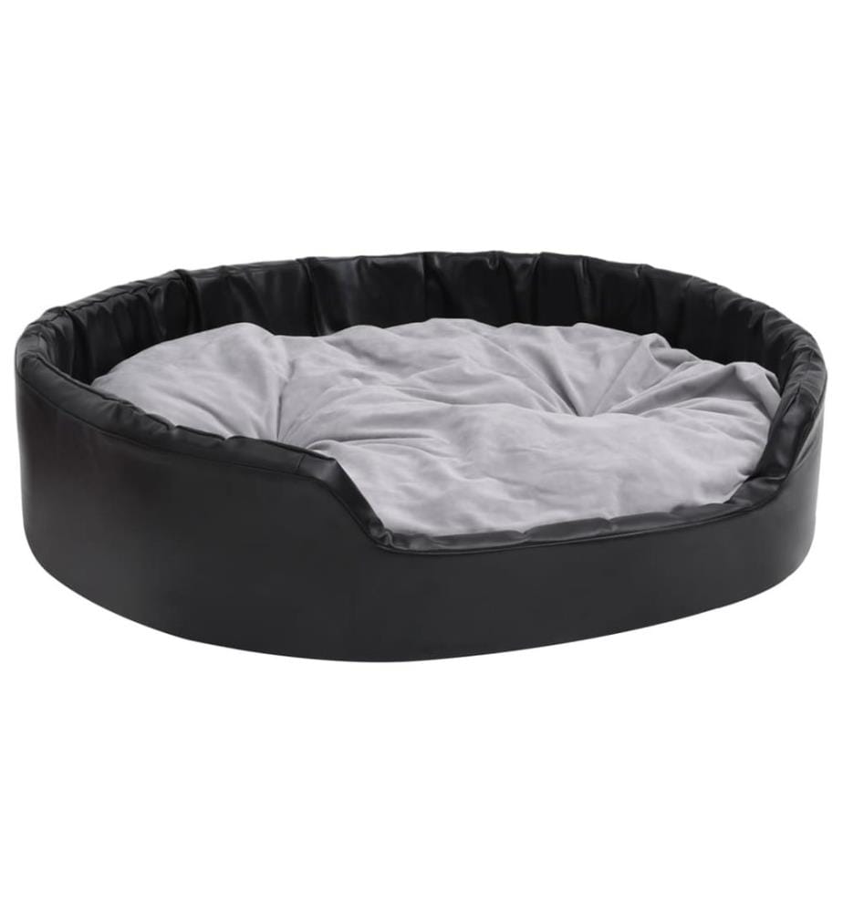 Hundebett Schwarz-Grau 99x89x21 cm Plüsch und Kunstleder