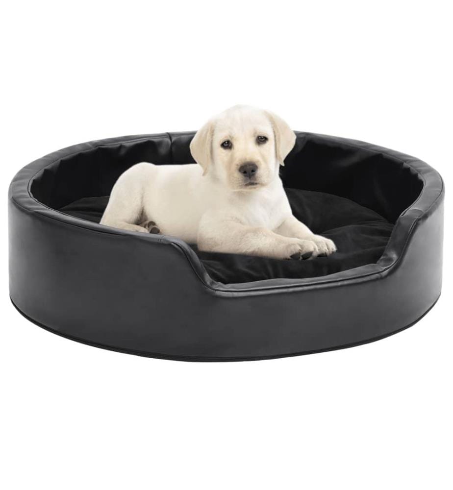 Hundebett Schwarz 69x59x19 cm Plüsch und Kunstleder