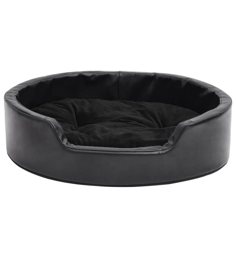 Hundebett Schwarz 69x59x19 cm Plüsch und Kunstleder