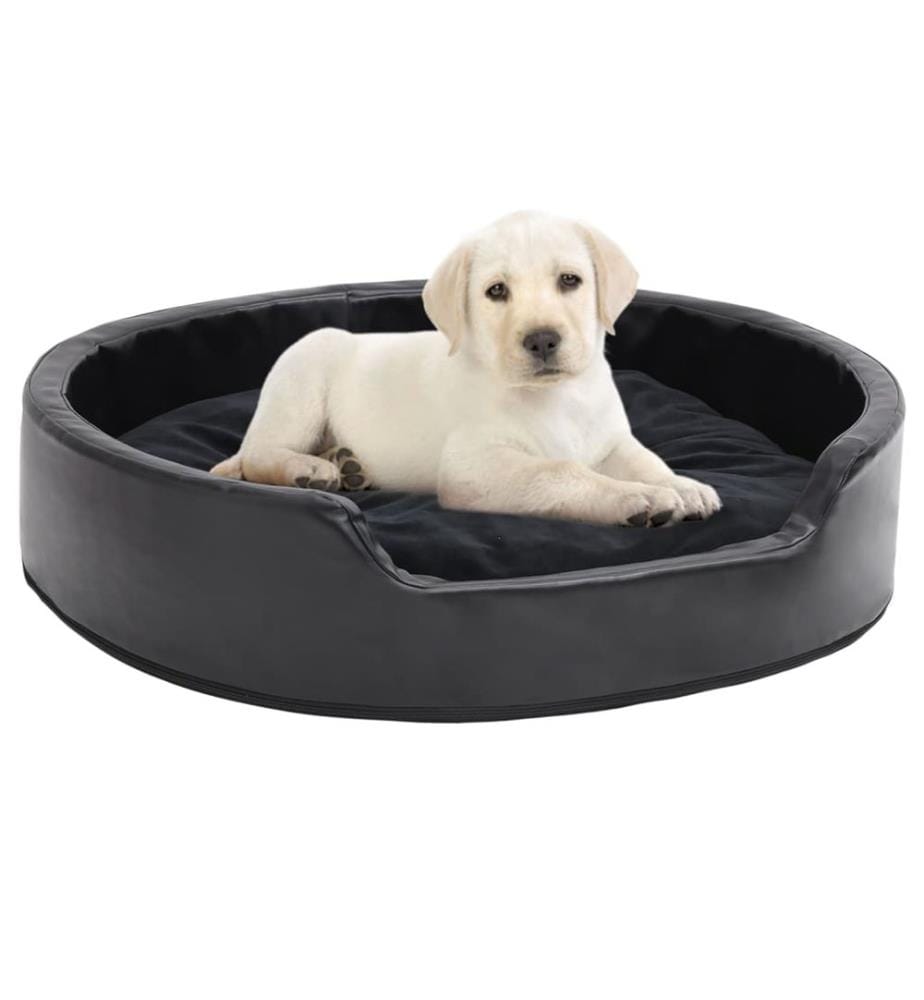 Hundebett Schwarz 79x70x19 cm Plüsch und Kunstleder