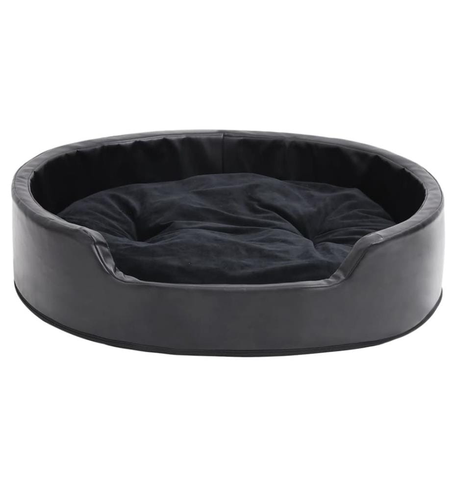 Hundebett Schwarz 79x70x19 cm Plüsch und Kunstleder