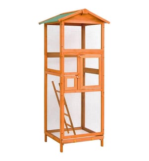 Cage à oiseaux 68x62x166 cm bois de sapin massif