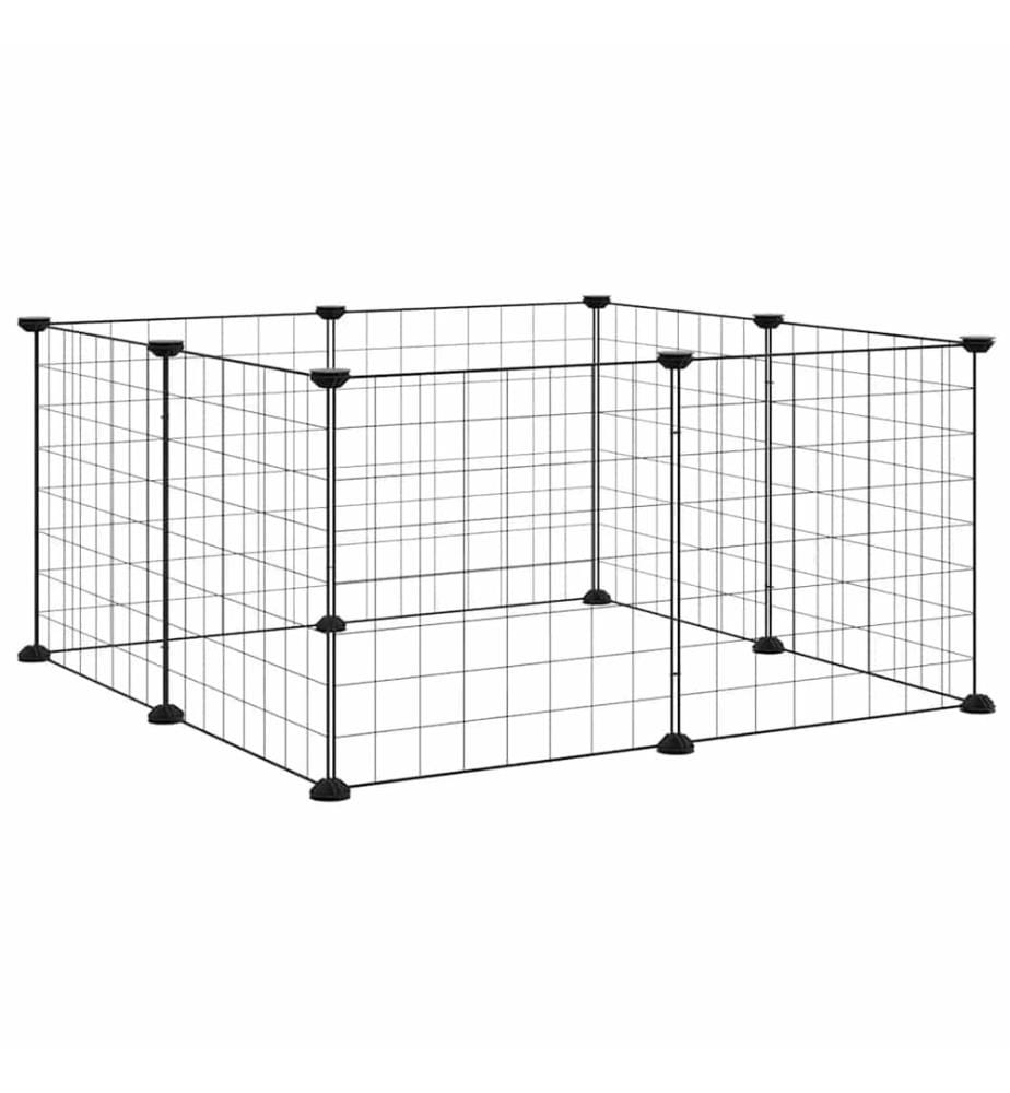 Cage pour animaux de compagnie à 8 panneaux, noire, 35 x 35 cm, en acier
