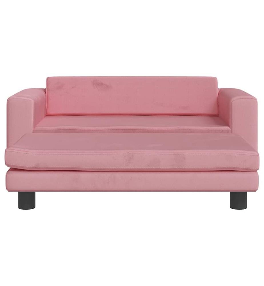 Lit pour chien avec extension rose 100x50x30 cm velours