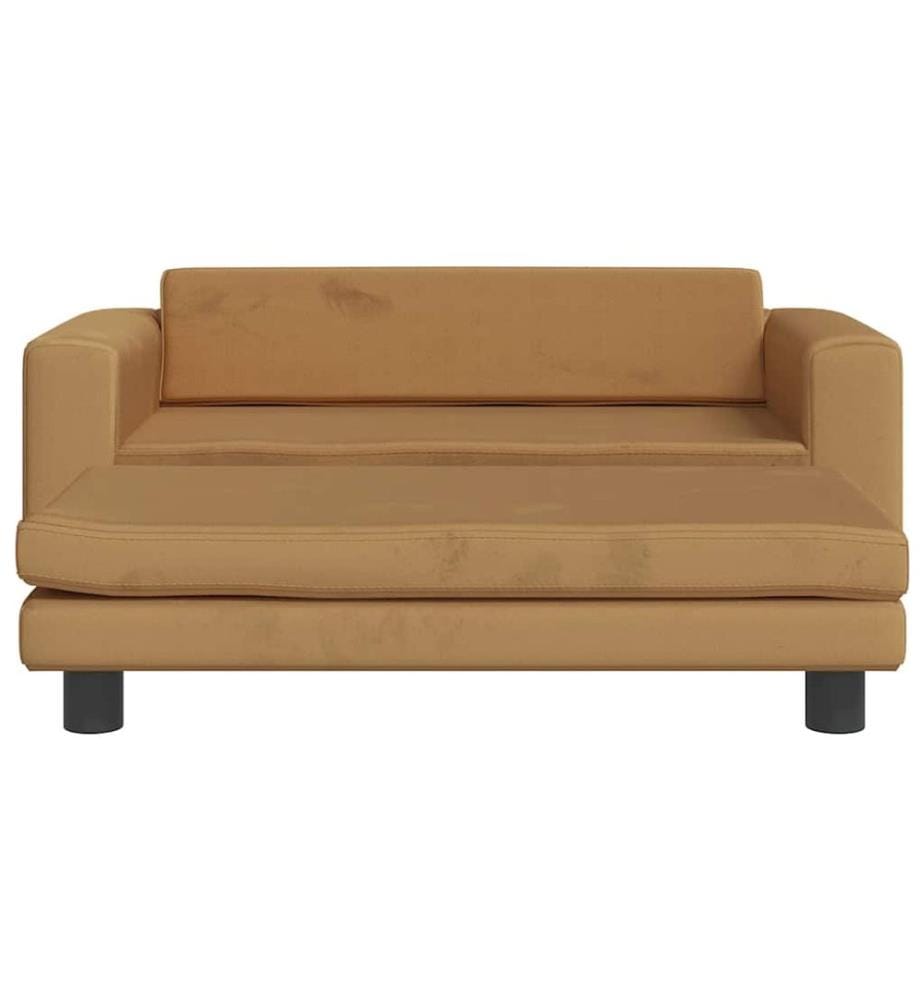 Hundebett mit Verlängerung Braun 100x50x30 cm Samt