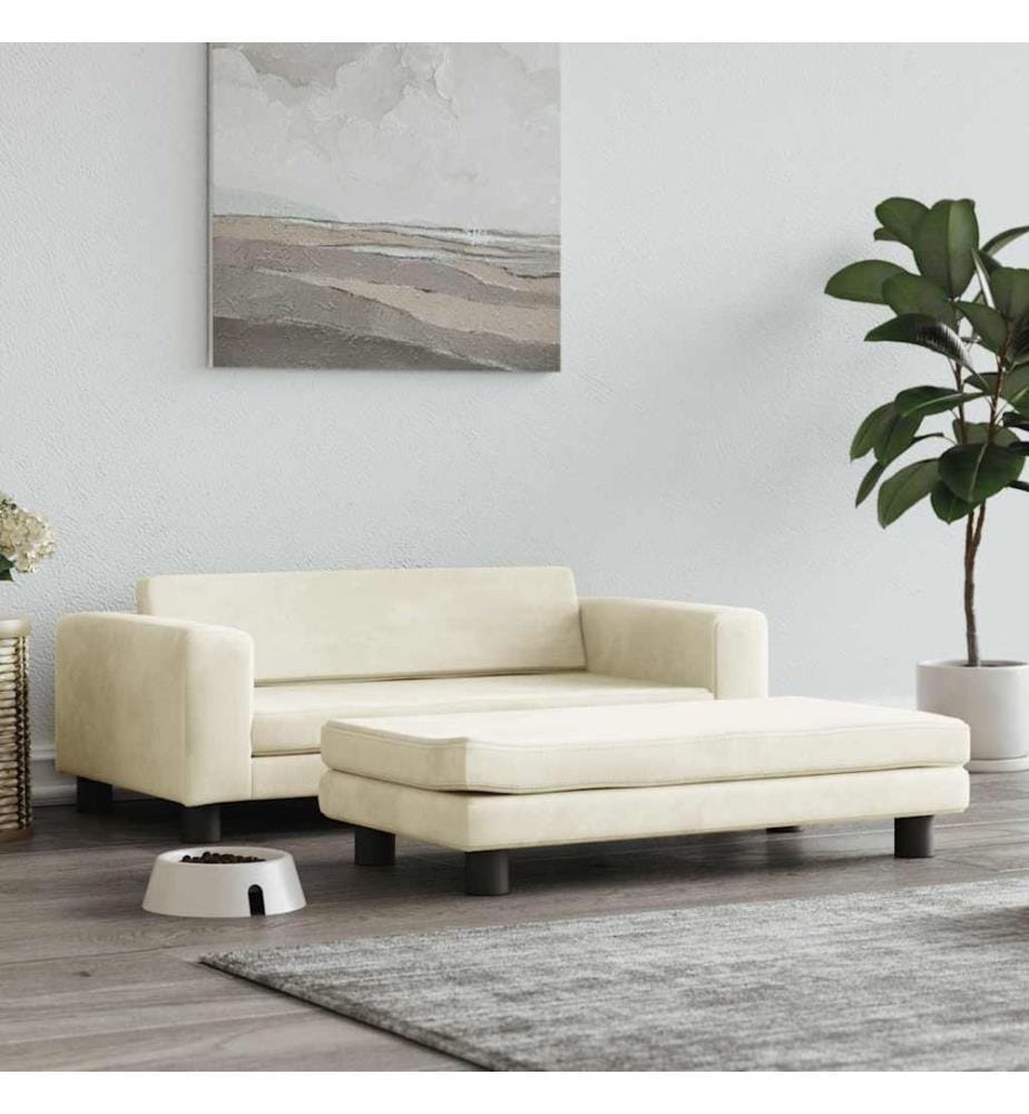 Lit pour chien avec extension crème 100x50x30 cm velours