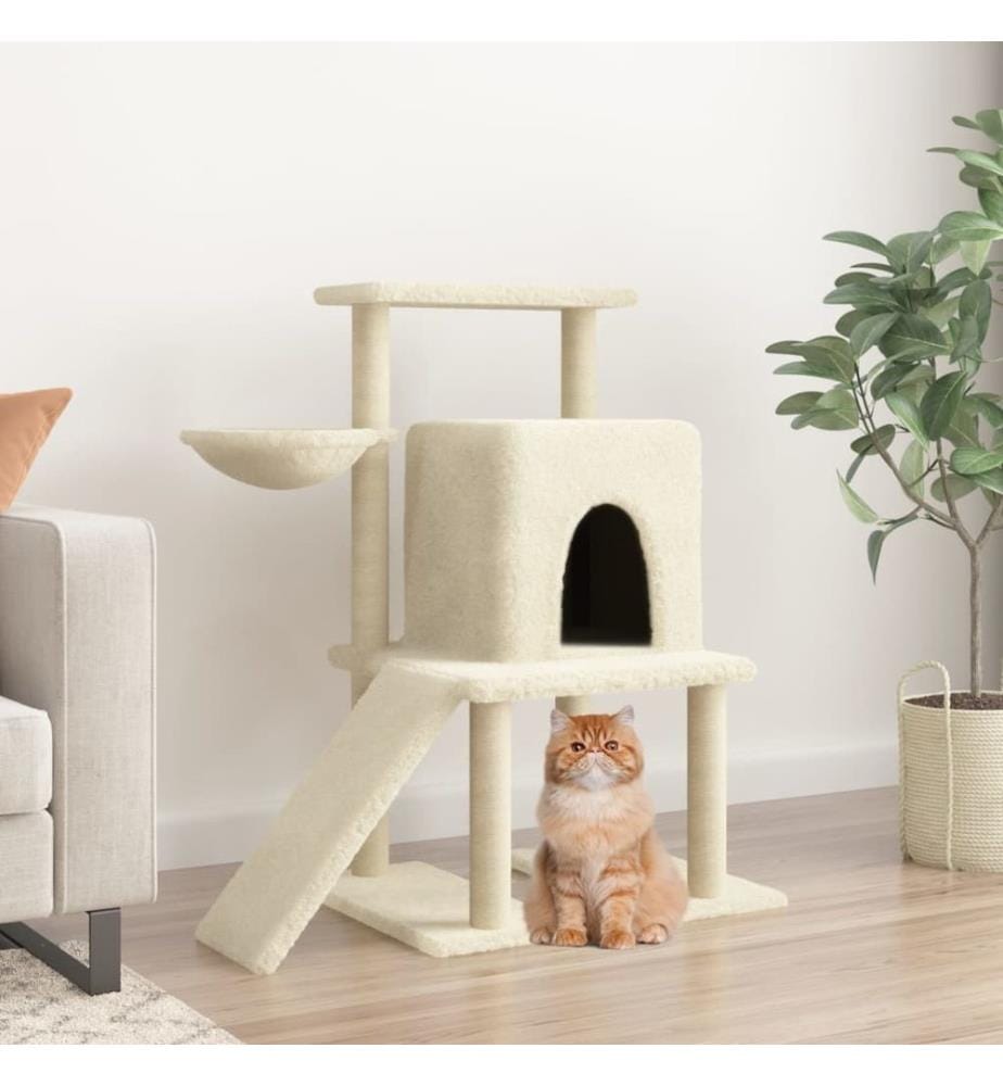 Arbre à chat avec griffoirs en sisal Crème 96,5 cm