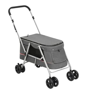 Hundewagen Faltbar Grau 100x49x96 cm Leinenstoff