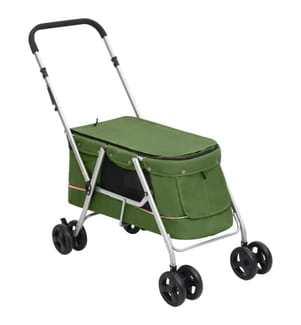 Hundewagen Faltbar Grün 100x49x96 cm Leinenstoff
