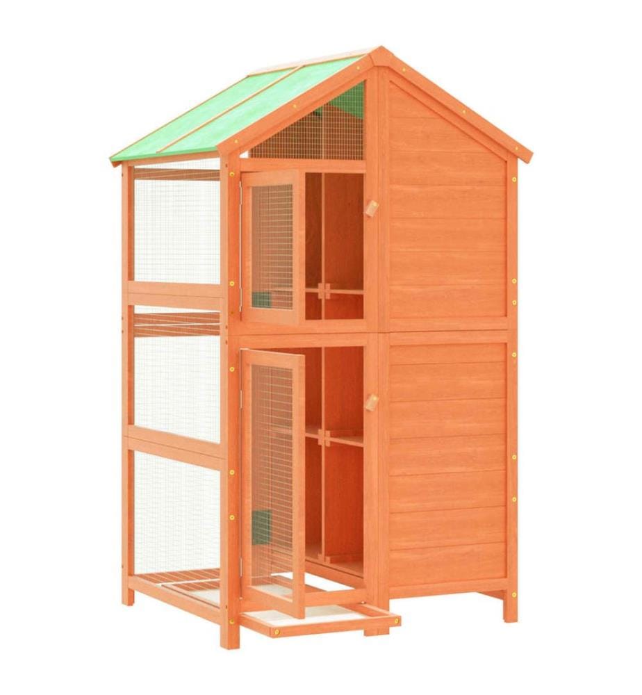 Maison à oiseaux marron 97x81x152 cm bois massif de pin