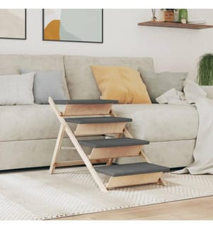 Hundetreppe Grau 105x47 cm Massivholz Tanne