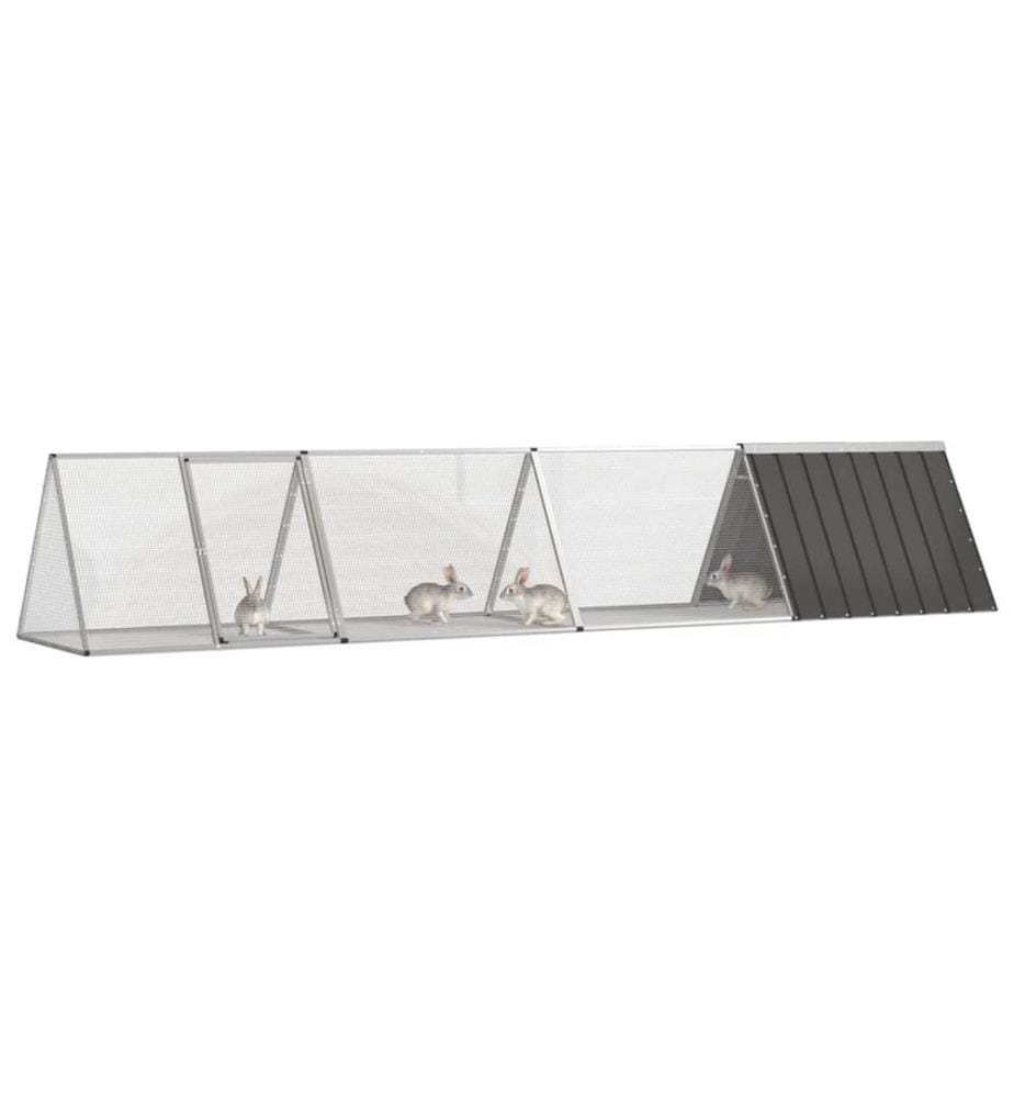Kaninchenkäfig Anthrazit 403,5x80,5x71 cm Verzinkter Stahl
