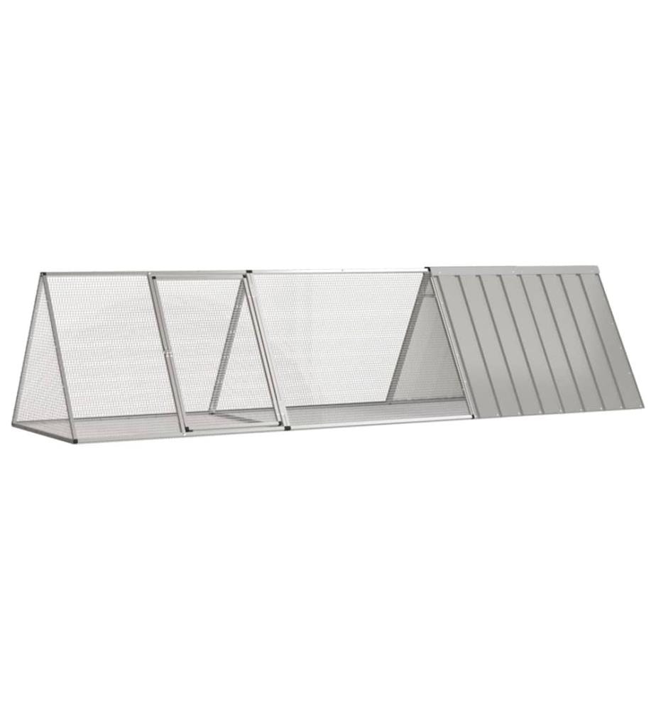 Cage à lapin grise 302,5 x 80,5 x 71 cm en acier galvanisé