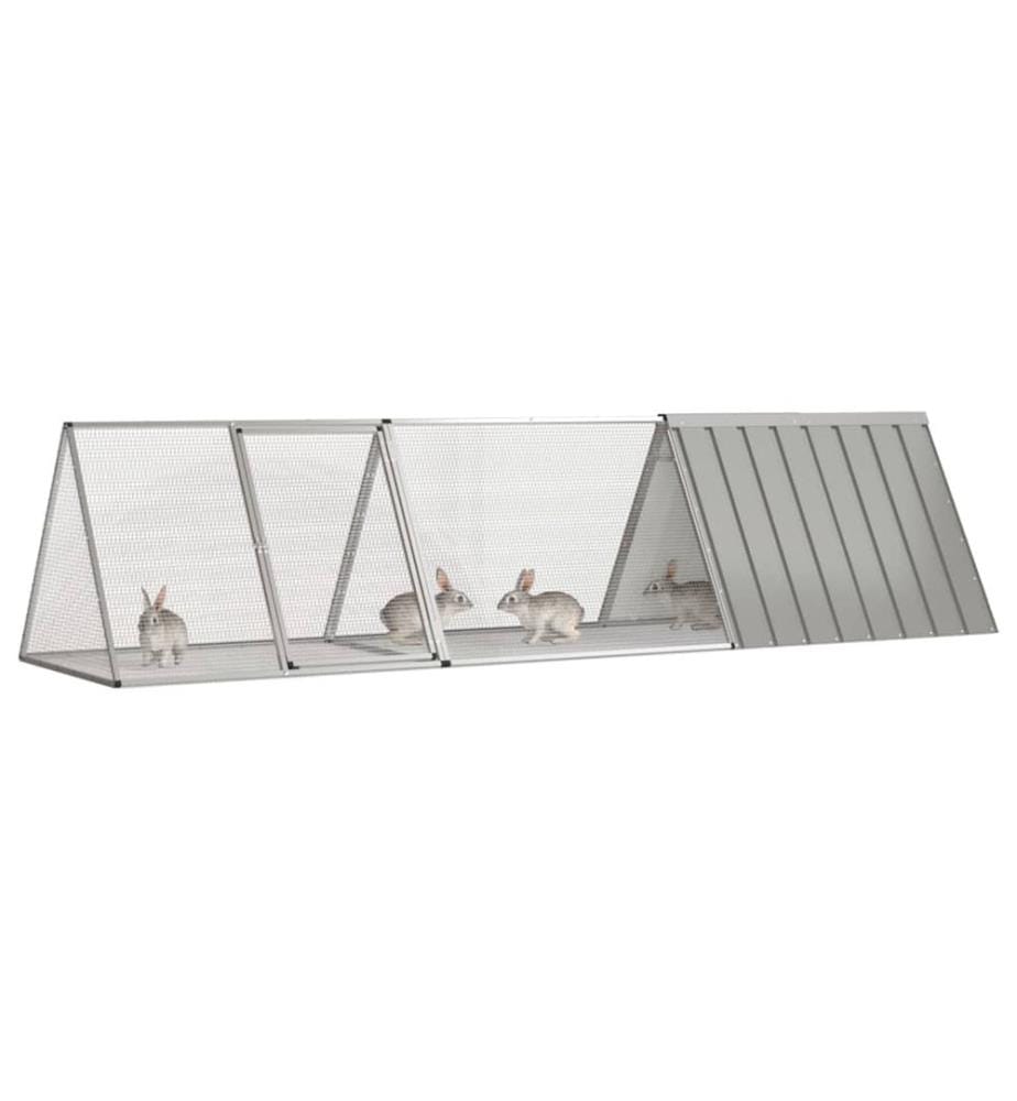 Cage à lapin grise 302,5 x 80,5 x 71 cm en acier galvanisé