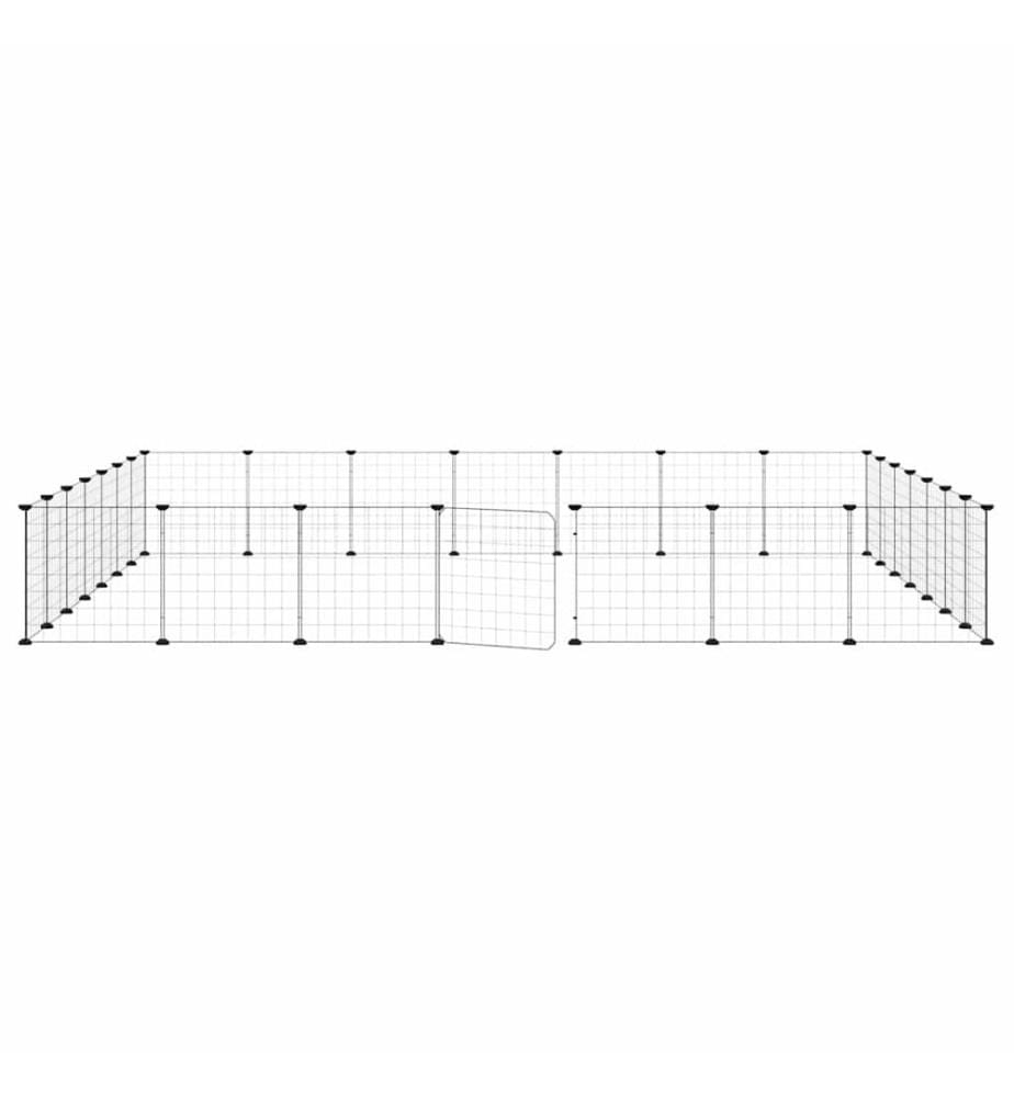 Cage animaux de compagnie à 28 panneaux et porte Noir 35x35 cm
