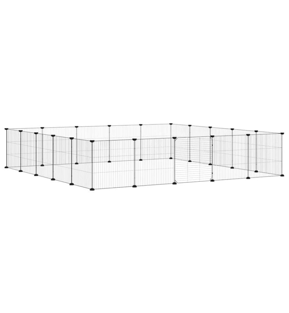 Cage animaux de compagnie à 20 panneaux et porte Noir 35x35 cm