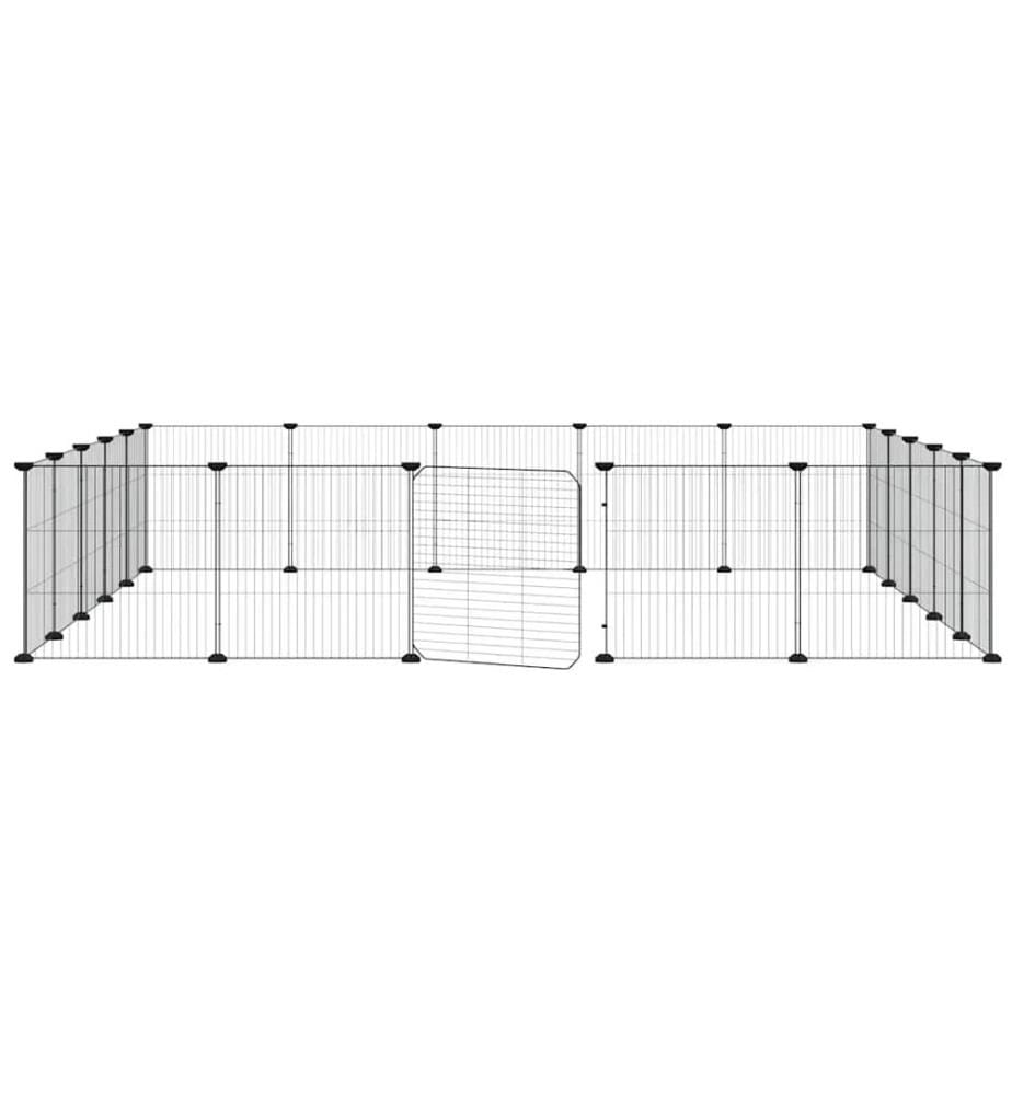 Cage animaux de compagnie à 20 panneaux et porte Noir 35x35 cm