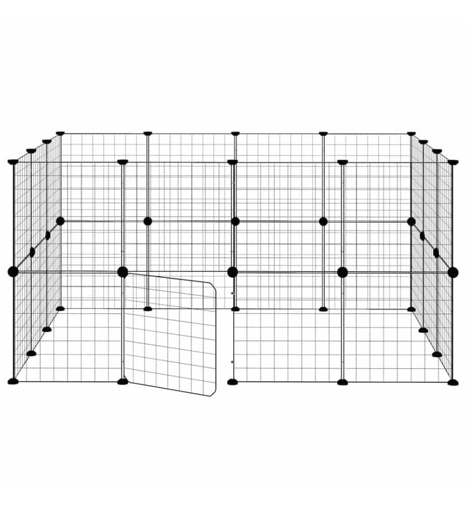 Cage animaux de compagnie à 28 panneaux et porte Noir 35x35 cm