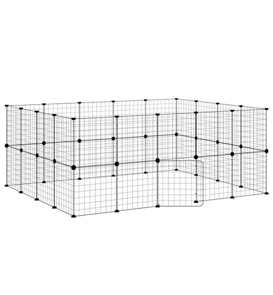 Cage animaux de compagnie à 36 panneaux et porte Noir 35x35 cm