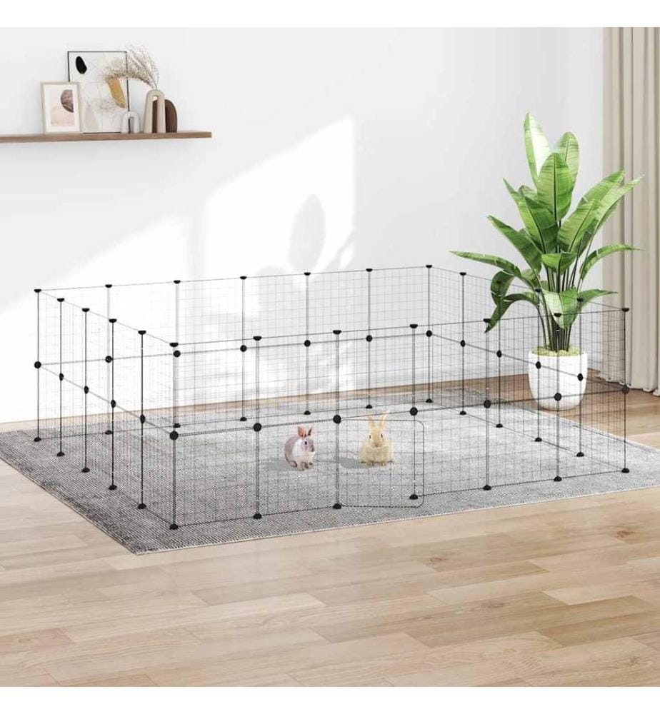 Cage animaux de compagnie à 44 panneaux et porte Noir 35x35 cm