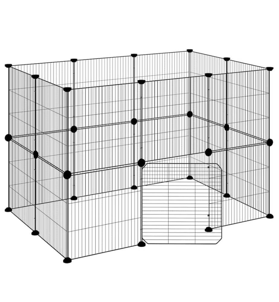 Cage animaux de compagnie à 20 panneaux et porte Noir 35x35 cm