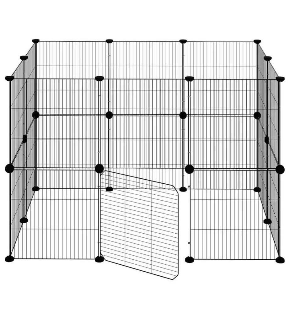 Cage animaux de compagnie à 20 panneaux et porte Noir 35x35 cm