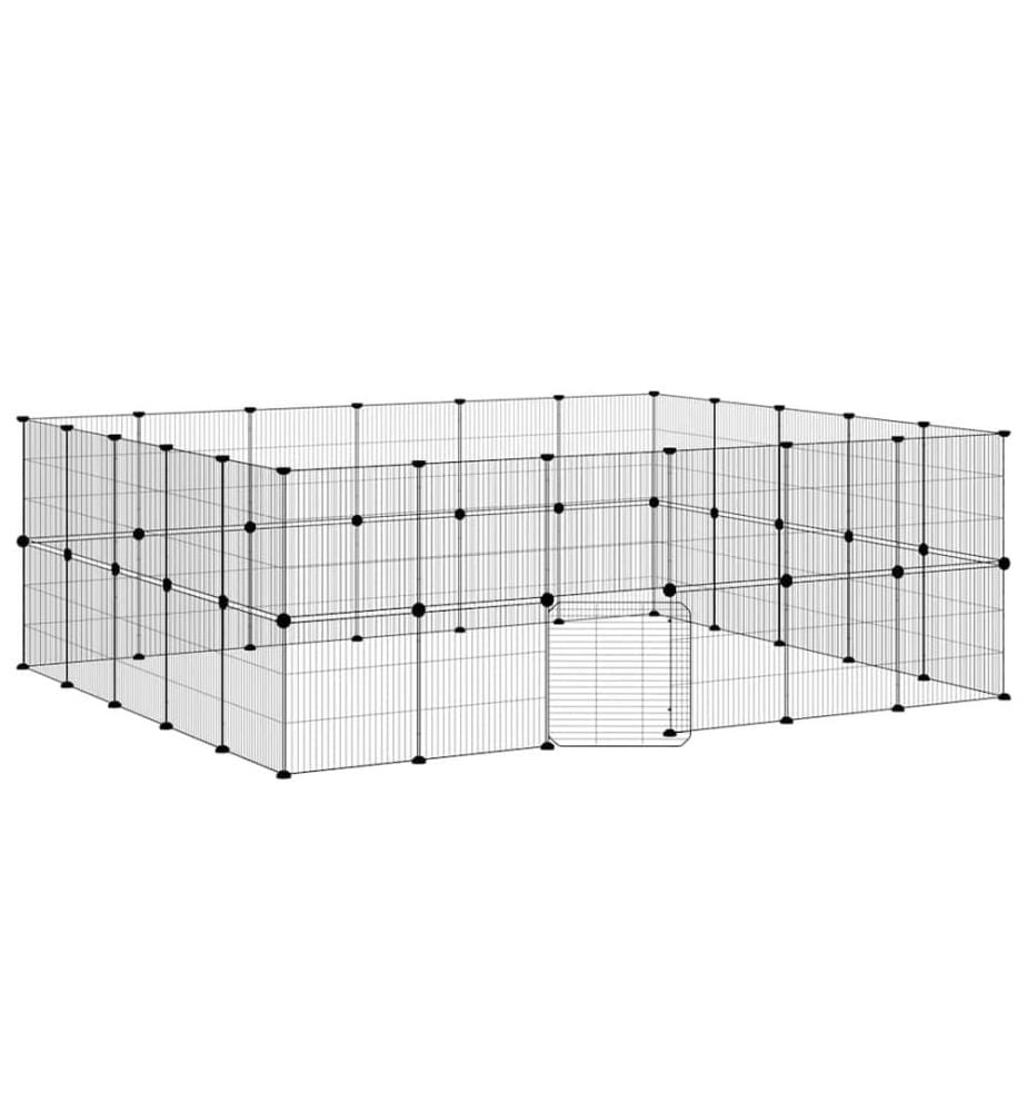 Cage animaux de compagnie à 44 panneaux et porte Noir 35x35 cm