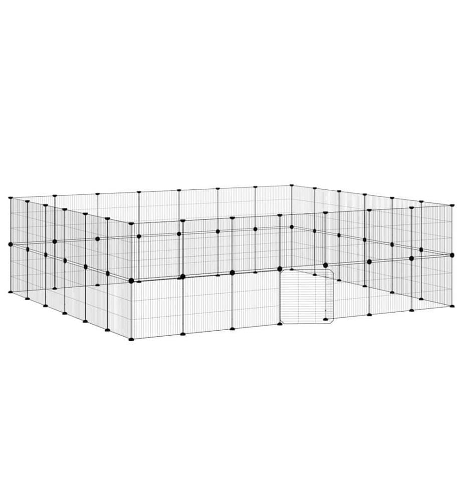 Cage animaux de compagnie à 52 panneaux et porte Noir 35x35 cm