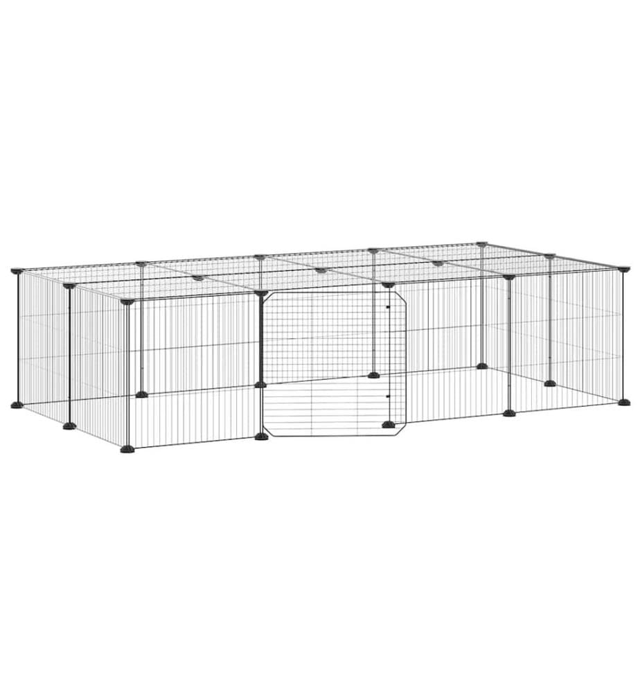 Cage animaux de compagnie à 20 panneaux et porte Noir 35x35 cm