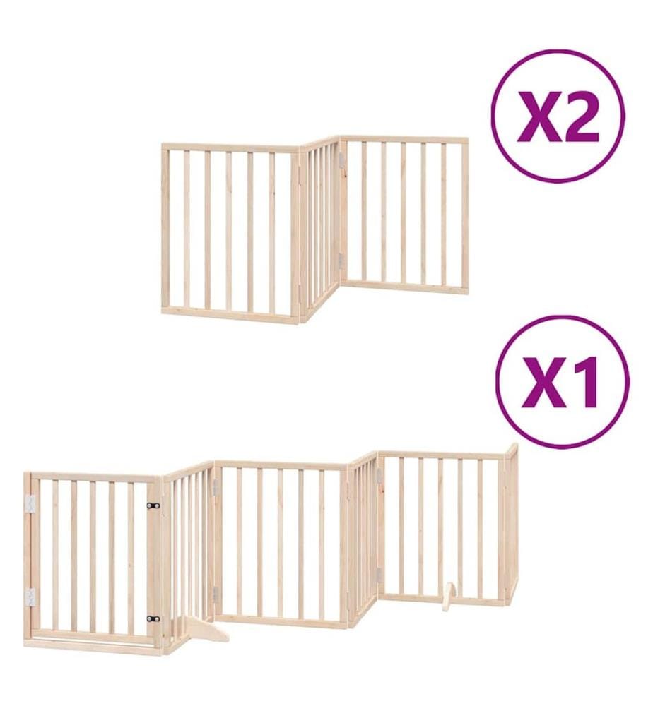 Barrière pour chien porte pliable 12 panneaux bois de peuplier