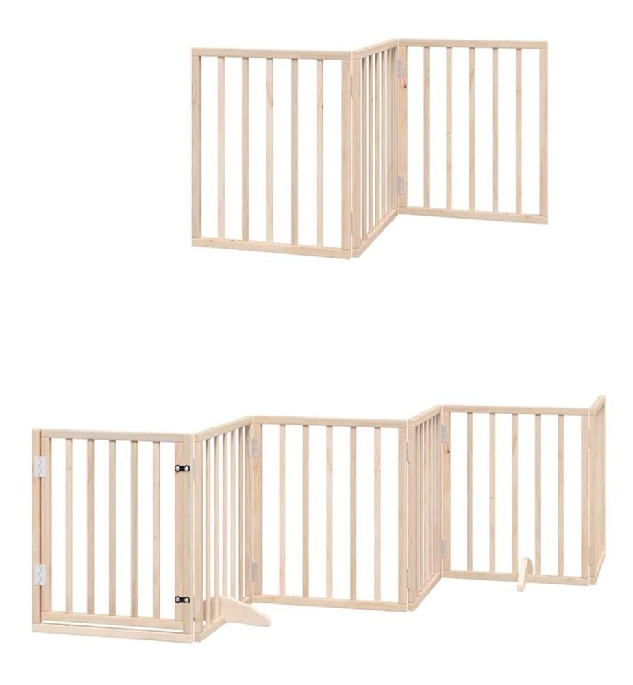 Barrière pour chien porte pliable 12 panneaux bois de peuplier