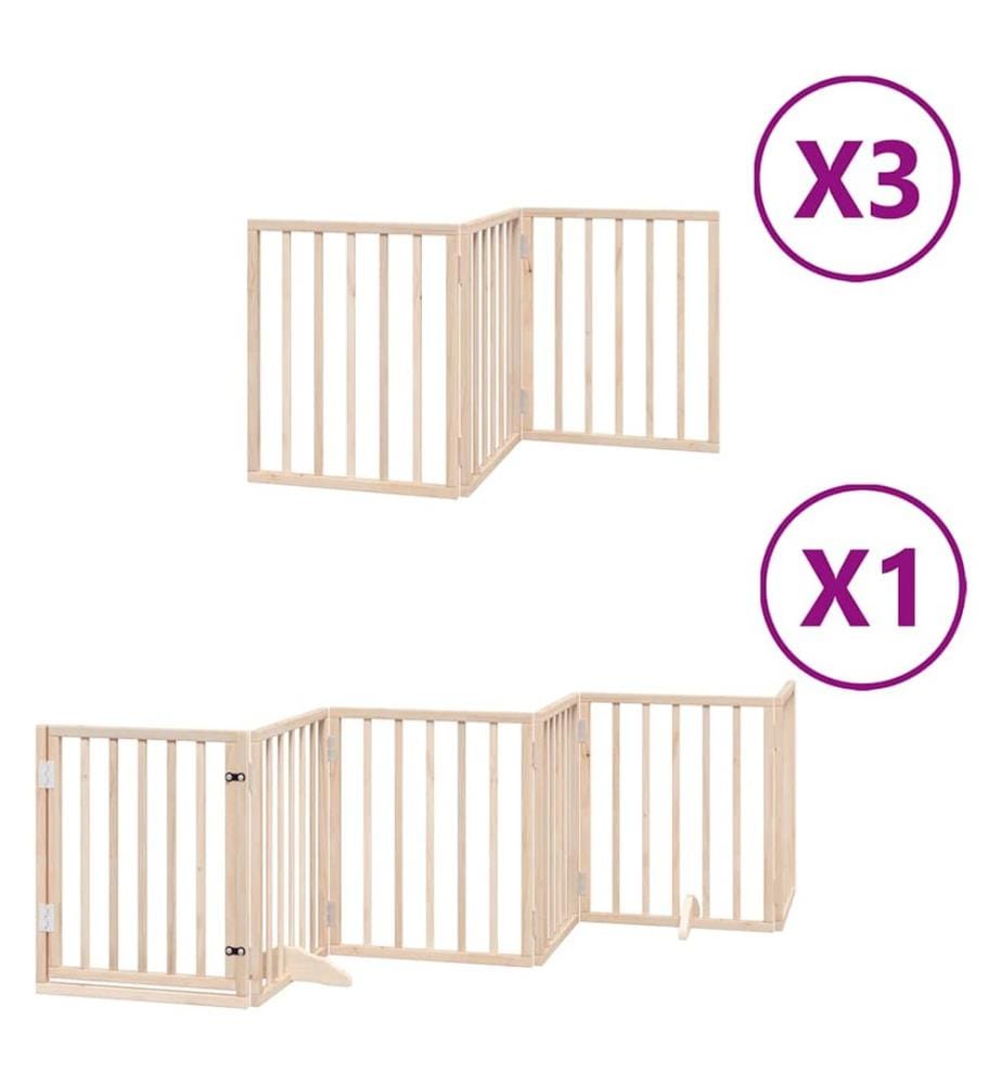 Barrière pour chien porte pliable 15 panneaux bois de peuplier