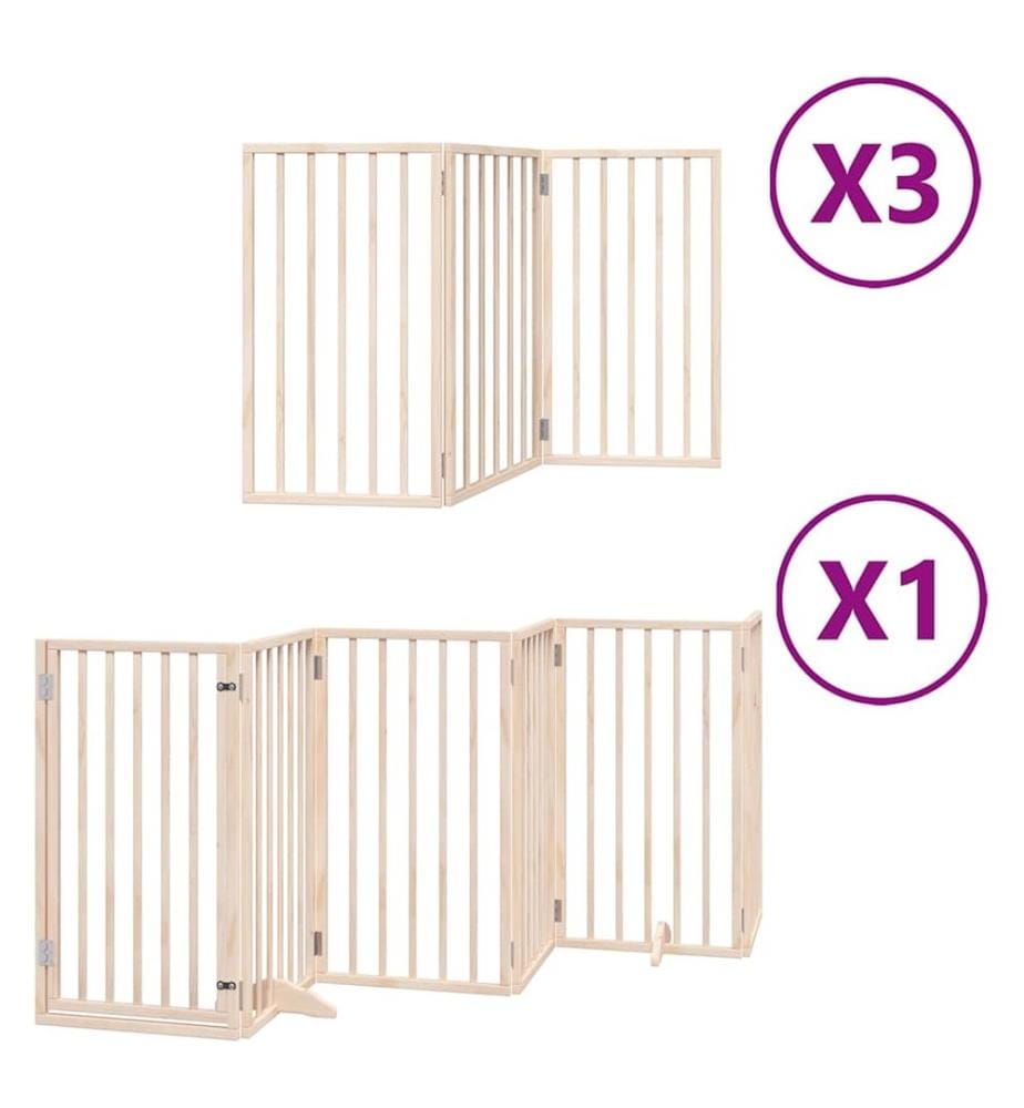Barrière pour chien porte pliable 15 panneaux bois de peuplier