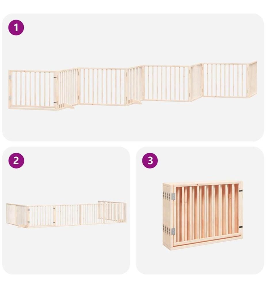 Barrière pour chien porte pliable 8 panneaux bois de peuplier