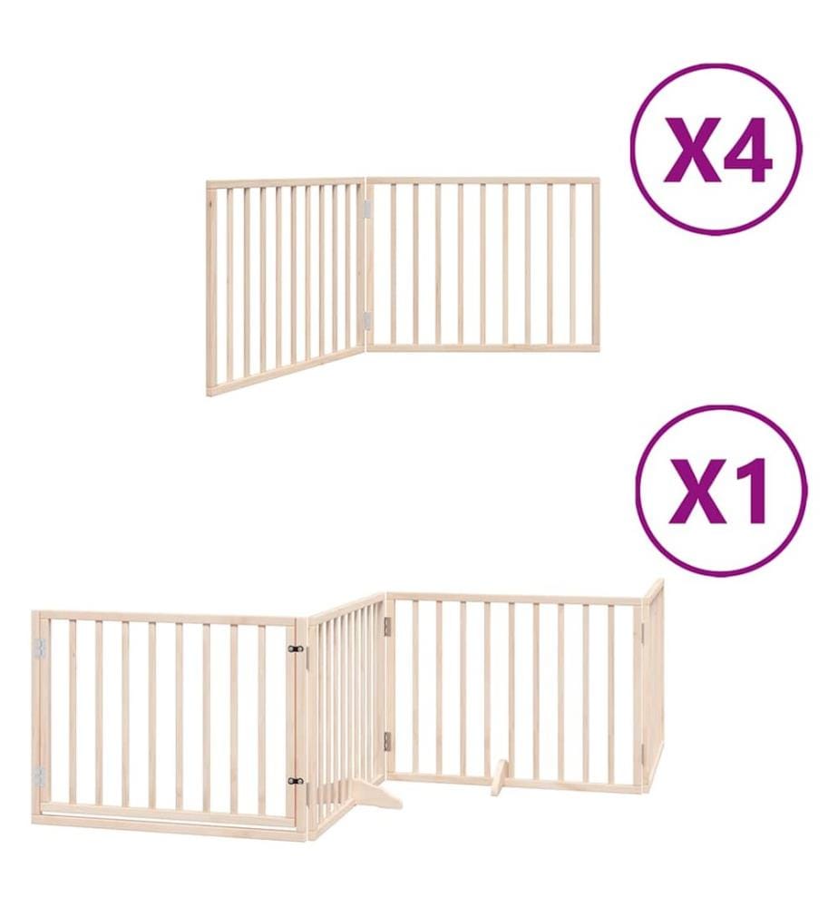 Barrière pour chien porte pliable 12 panneaux bois de peuplier