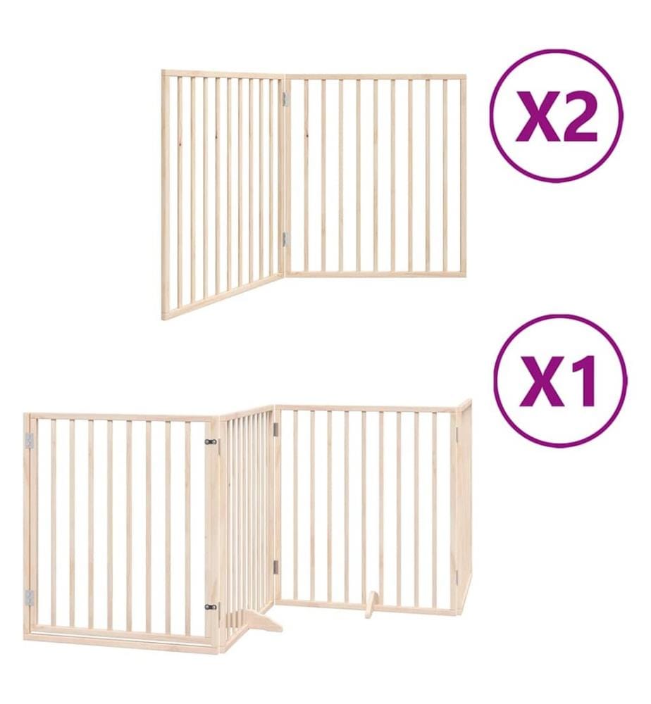 Barrière pour chien porte pliable 8 panneaux bois de peuplier