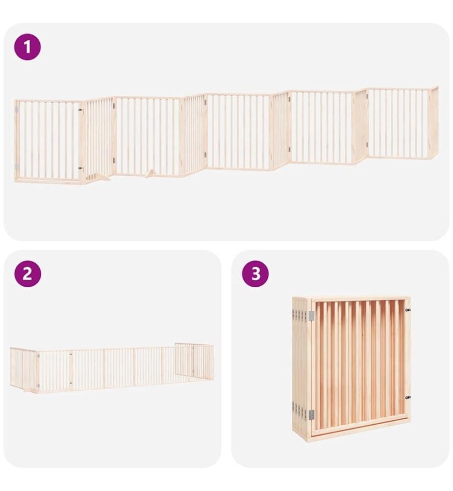 Barrière pour chien porte pliable 10 panneaux bois de peuplier