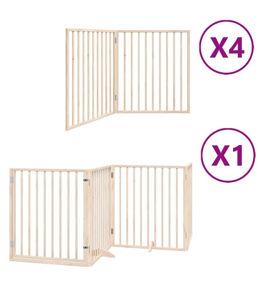Barrière pour chien porte pliable 12 panneaux bois de peuplier