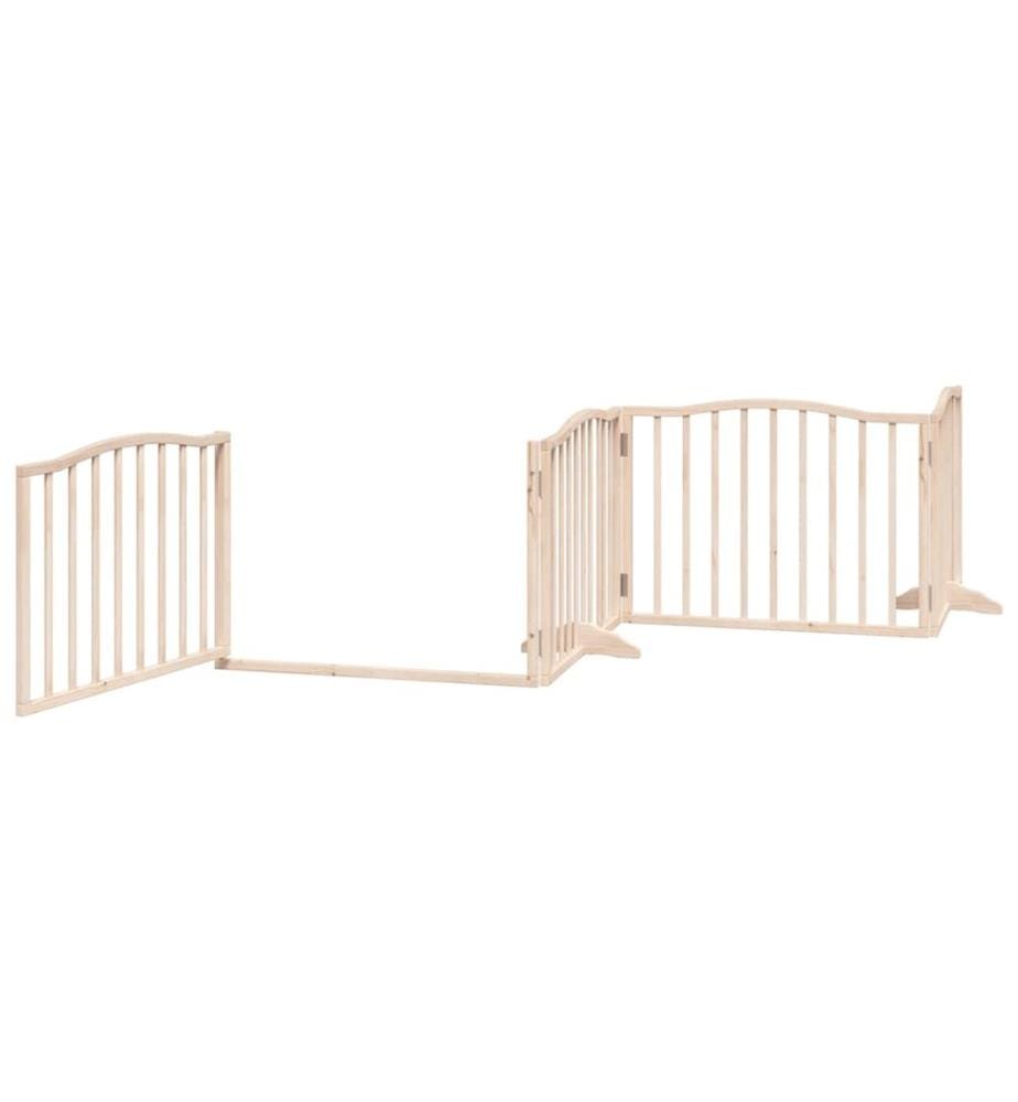Barrière pour chien avec porte pliable 6 panneaux bois peuplier