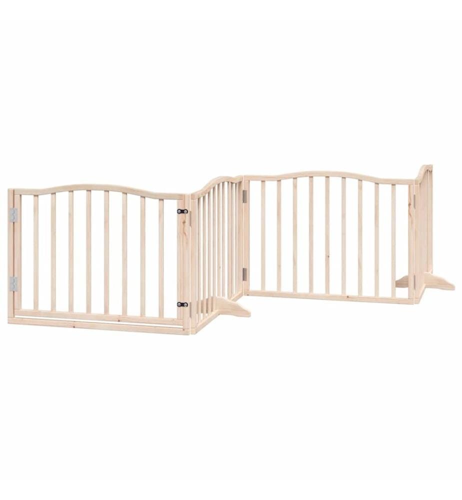 Barrière pour chien porte pliable 8 panneaux bois de peuplier