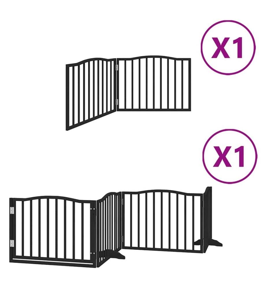 Barrière pour chien porte pliable 6 panneaux noir bois peuplier