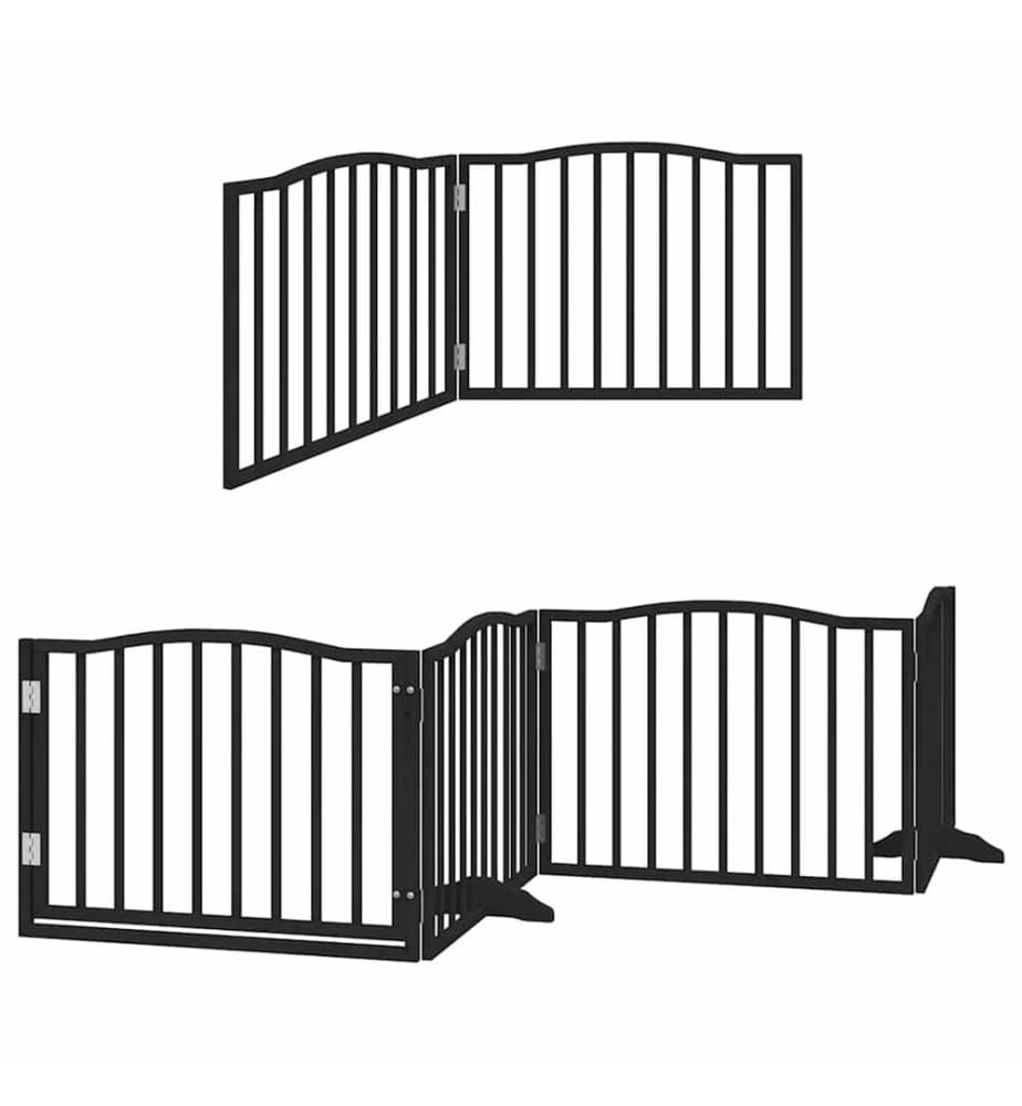Barrière pour chien porte pliable 6 panneaux noir bois peuplier