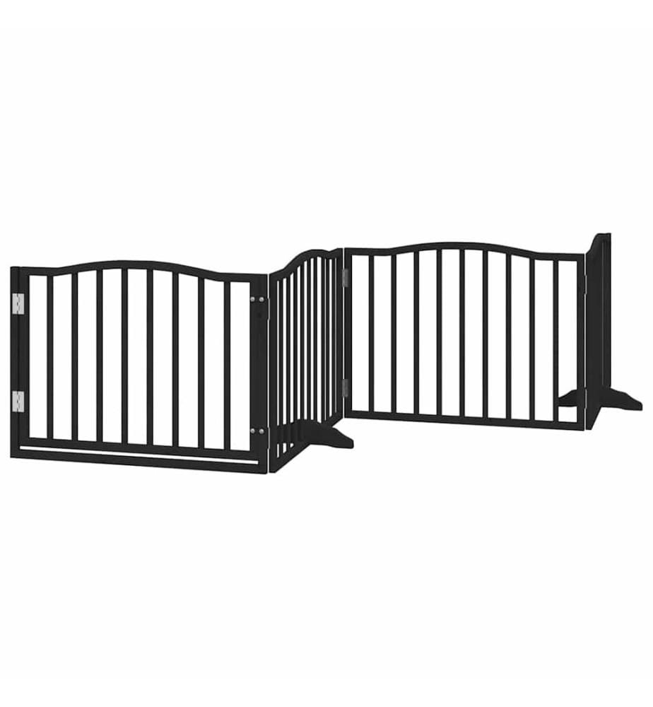 Barrière pour chien porte pliable 6 panneaux noir bois peuplier