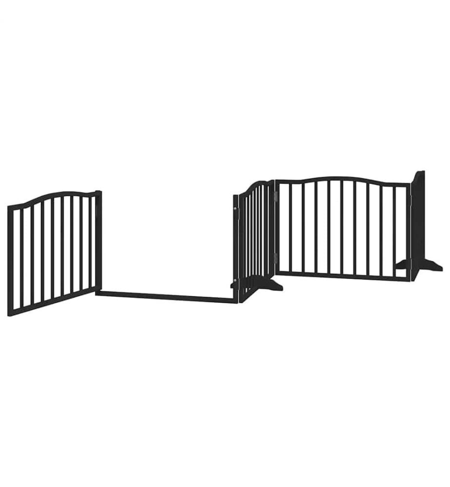 Barrière pour chien porte pliable 6 panneaux noir bois peuplier