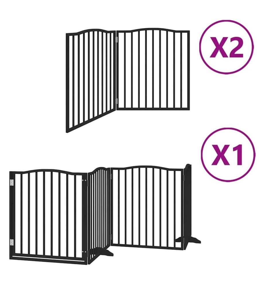 Barrière pour chien porte pliable 8 panneaux noir bois peuplier