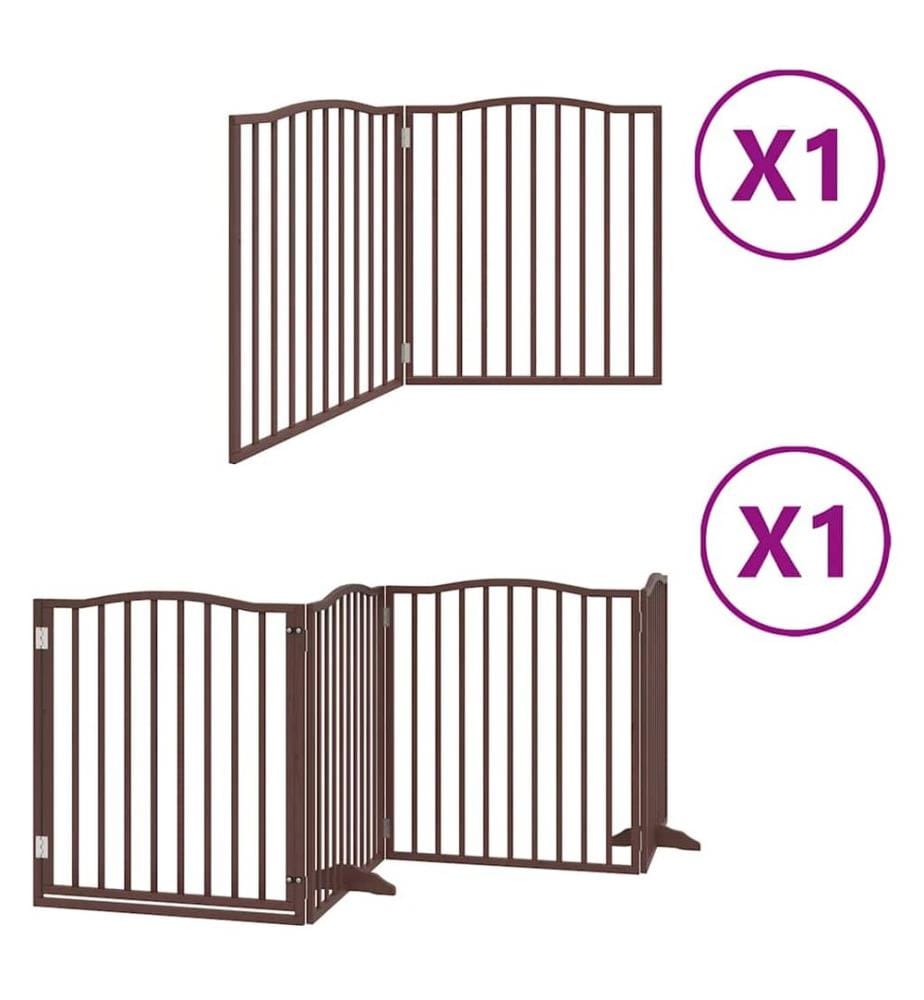 Barrière pour chien avec porte pliable 6 panneaux bois peuplier