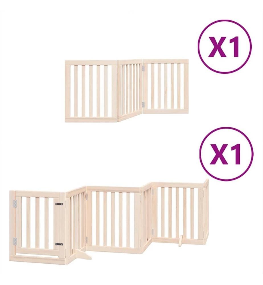Barrière pour chiens avec porte pliable 9panneaux bois peuplier